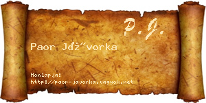 Paor Jávorka névjegykártya